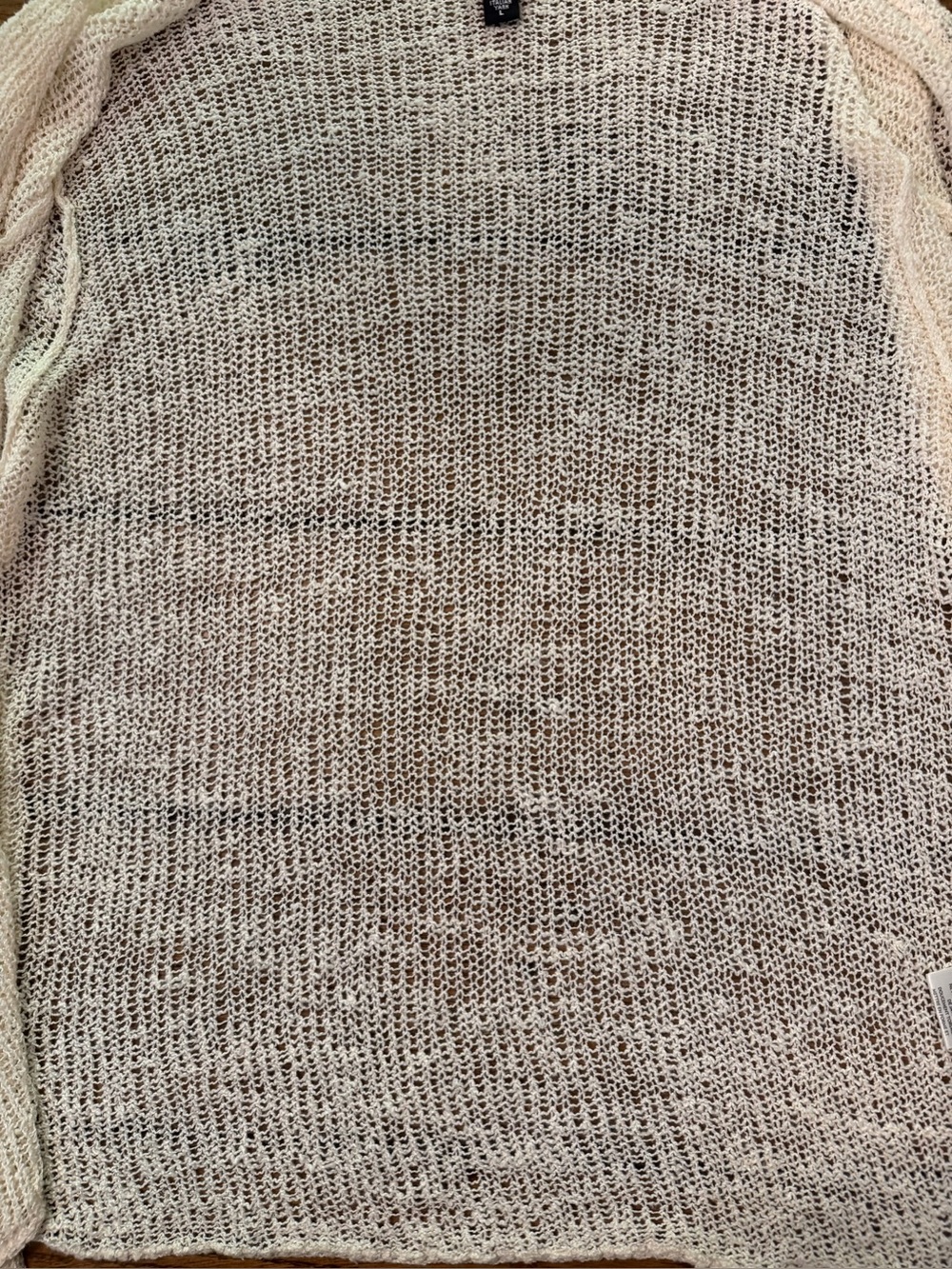 Eileen Fisher Cream Linen Blend Open-Knit Lightweight Cardigan L - Picture 6 of 11